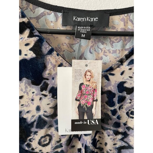 NWT Karen Kane Blue Velvet Floral Burnout Poncho Top M - Picture 6 of 8